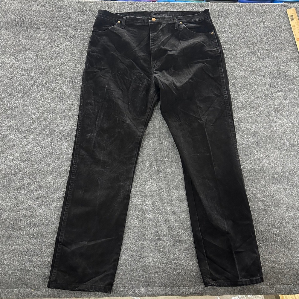 Wrangler Jeans Mens Size 40x34 Black Cowboy Cut Straight Leg Denim Faded 1013MWZ